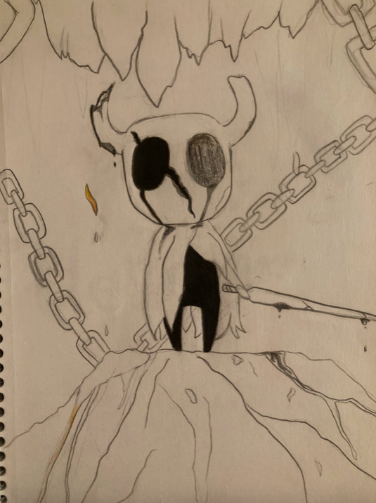 This was supposed to be a commision for a besties back when we barely knew eachother, he's really into hard games and was especially into Hollow Knight. I thought the character was cute so I asked him if he wanted me to draw something for it and he'd pay me 10 bucks, he said yes but he never got it cuz I forgot.