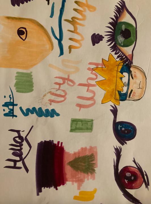 Mannnyyy of my sketchbook pages looked like this back then, random scribbles with brush tip markers. This is where I started to get really into Naruto and Demon Slayer, I think Naruto was my first anime ever. Me and my sister spent the whole summer binging all the episodes to the first part.