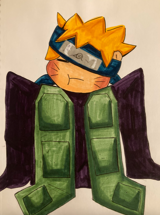 My Naruto hyperfixation realllly started to fester. This drawing is cute ig but it's very sloppy.