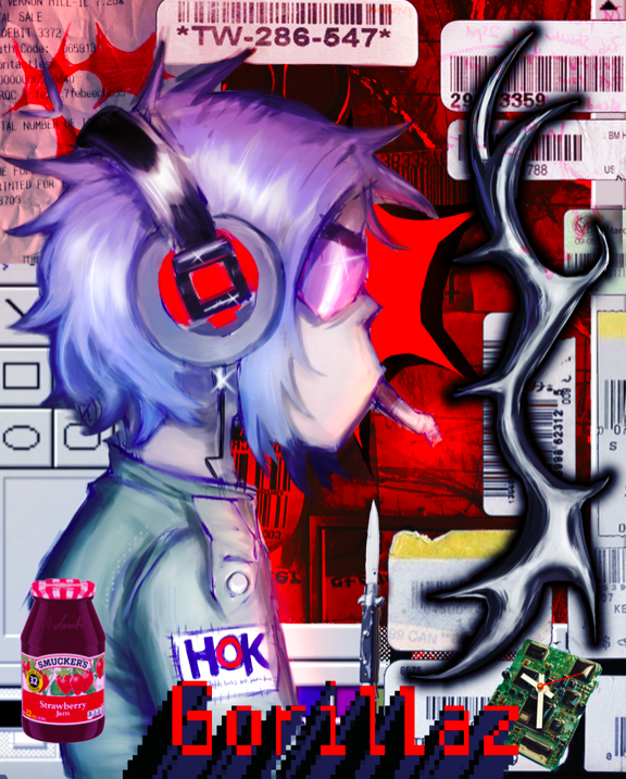 My most recent artwork! (I had to screenshot it cuz the OG file took FOREVER to load)The headphones aren't exactly finished(at all), actually it still technically qualifies as WIP but it's too far for any change to be very noticable, but imma try to finish it up when I can. I had a veryyyy hard time rendering it to look like there's a camera flash though...and i need to add more 'stuff'.